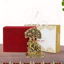 INTERNATIONAL GIFT Gold-Toned Radha Krishna Religious Idol Showpiece-image-72