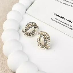 Krelin Gold Plated Crystals Studded & Pearls Beaded Oval Studs-37