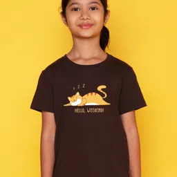 NUSYL GirlsHello Weekend & Cat Printed Regular Fit T-Shirt-image-15