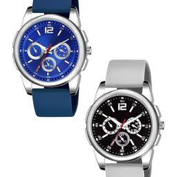 JUST LIKE Men Printed Dial & Straps Analogue Watch 883 tigada all blue&Black dial gray belt c-2-24
