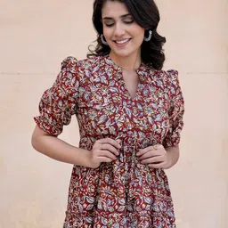KALINI Print Puff Sleeve Fit & Flare Maxi Dress-image-83