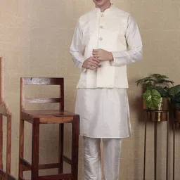 Koshin Woven Design Mandarin Collar Nehru Jacket-45