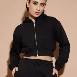 Chemistry Women Cotton Hooded Front-Open Sweatshirt-image-123