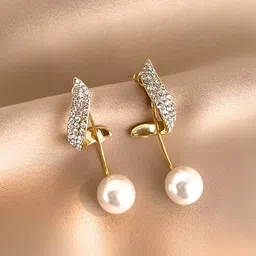 COOLWOOL Korean Gold-Plated Pearls Beaded Contemporary Drop Earrings-image-29