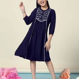 YK Embroidered Fit & Flare Dress-13