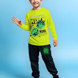 Marvel by Miss and Chief Boys Hulk Printed T-Shirt With Track Pant-image-51