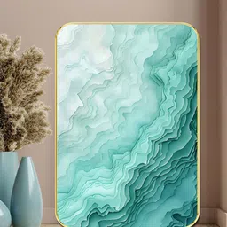 Myntra Elegant Homes Blue & White Wood Abstract Ocean Waves Sparkle Wall Art-55