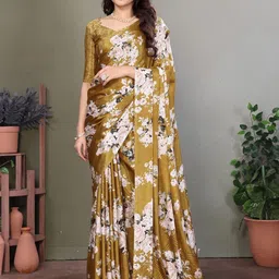 KALINI Tussar Floral Printed Saree-image-1