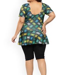 Aarika Plus Size Abstract Printed Swim Suit With Cap image 4