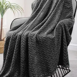 BREVARD Grey Melange 300 GSM Single Bed Blanket-39