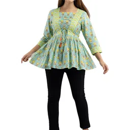DMP EXPORT Floral Printed Peplum Top-image-21