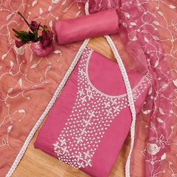 LeeliPeeri Designer Floral Embroidered Beads And Stones Unstitched Dress Material-image-89
