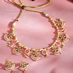 Rubans 22K Gold-Plated Kundan Studded & Beaded Jewellery Set-16