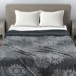 FABINALIV Grey Floral Woollen Mild Winter 400 GSM Double Bed Comforter-image-56