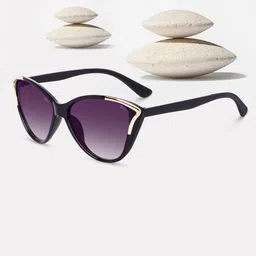 LEGEND EYEWEAR Unisex Black Lens & Black Cateye Sunglasses with-31