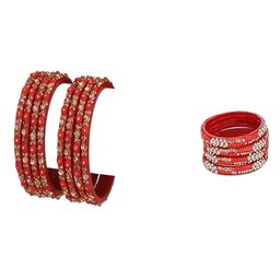 SOMIL Set Of 12 Turquoise Blue Alloy Artificial Stones & Beads Bangles-picture-36