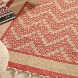 Peepul Tree Cream-Coloured Geometric Handmade Cotton Carpet-33