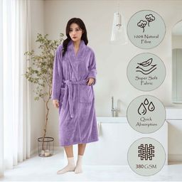 HOUSSE Purple Shawl Collar Bath Robe-image-63