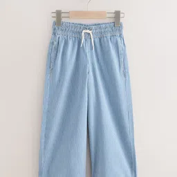 NEXT Kids Girls Wide Leg Mid-Rise Pure Cotton Jeans-image-11