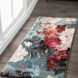 OBSESSIONS Grey & Red Floral Printed Floor Runners-34