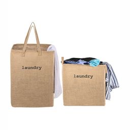 Aura 2Pcs Brown & Black Printed Jute Foldable Laundry Bags With Handles- 75 L & 55 L-7