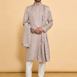Arihant Rai Sinha Men Solid Kurta with Churidar & Dupatta-picture-9