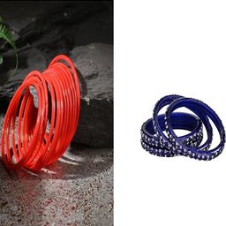 SOMIL Set Of 16 Red Alloy Artificial Stones and Beads Antique Bangles-image-66