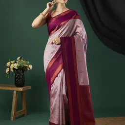 HERE&NOW Woven Design Zari Pure Silk Banarasi Saree-21