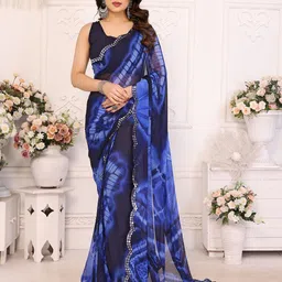 Nirmohi Fashion Tie and Dye Mirror Work Pure Georgette Saree-image-30