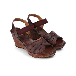 PEPPER Women Leather Wedge Sandals with Buckles-34