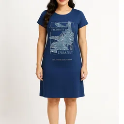 AWIBE Blue Pure Cotton Nightdress-picture-21