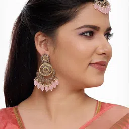 R A Enterprises Pink Alloy Gold-Plated Jewellery Set-image-58