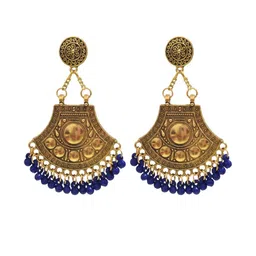 Weariton Gold Plated Blue Chandbalis Earrings-48