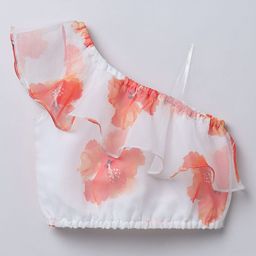 taffykids Floral Print One Shoulder Bell Sleeve Blouson Top-image-60