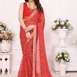 KALINI Ethnic Motifs Gotta Patti Poly Georgette Saree-14
