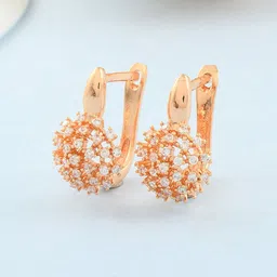 MEMOIR Rose Gold Plated Cubic Zirconia Studded Contemporary Drop Earrings-picture-14