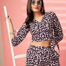 Indibelle Printed V-Neck Pure Cotton Top With Trouser-image-58