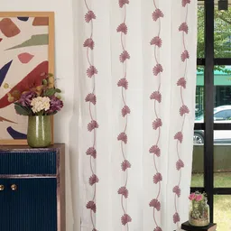 URBAN SPACE Mauve & White Embroidered Window Curtain-image-61
