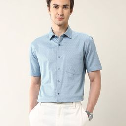 Arrow Men Classic Fit Spread Collar Geometric Printed Cotton Formal Shirt-picture-17