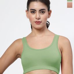 LILYWomen Pack of 2 Workout Full Coverage Seamless stropsyttak Non Padded Sports Bra-45