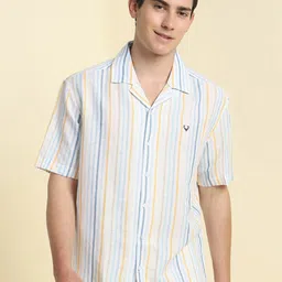 Allen Solly Men Relaxed Fit Cuban Collar Vertical Striped Casual Shirt-image-58