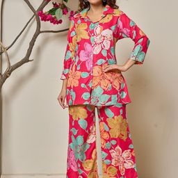 Banwaree Printed Shirt Collar Shirt With Trousers-picture-46