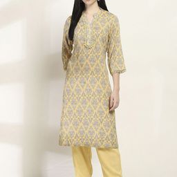 Rangriti Floral Printed Mandarin Collar Straight Kurta with Trouser-48