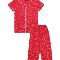 CLAP Girls Printed Shirt With Pyjama Night Suit-image-62