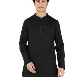 Bharatasya Men Thread Work Khadi Pathani Kurta-image-102