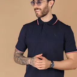 V-Mart Men Solid Polo Collar T-shirt-image-56