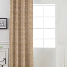 Divine Casa Embossed Safari Beige Printed Black Out Door Curtain-image-16