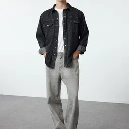 Trendyol Men Washed Denim Jacket with Embroidered image 2