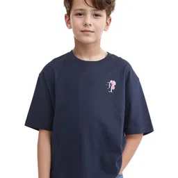 RARE ONES Boys Printed Drop-Shoulder Sleeves Applique Boxy T-shirt-image-99