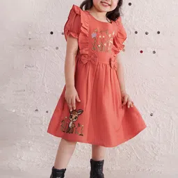 Sangria Girls Embroidered Fit & Flare Dress-image-67
